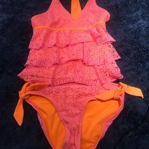 Girls two piece justice bathing suit.